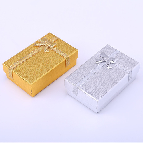 Gold and Silver Glitter Paper 5*8 Ring Earrings Necklace Jewelry Heaven and Earth Paper Box Manufacturer Wholesale Jewelry Packaging