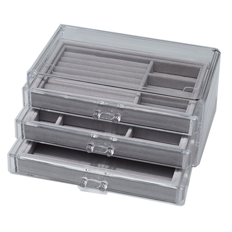 Caja de almacenamiento de joyas anti-oxidación pendientes collar franela acrílico de gama alta exquisita caja de joyería artefacto