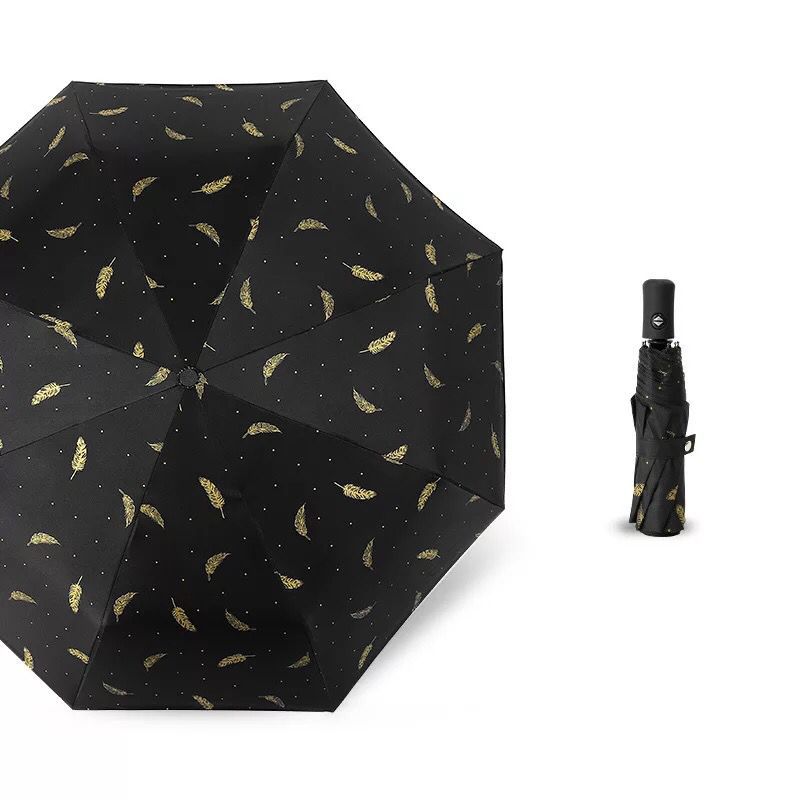 【Nuevo modelo】Paraguas de doble uso totalmente automático para sol y lluvia, protección UV, estilo de dibujos animados, diseño fresco, paraguas de tres pliegues para hombres y mujeres.