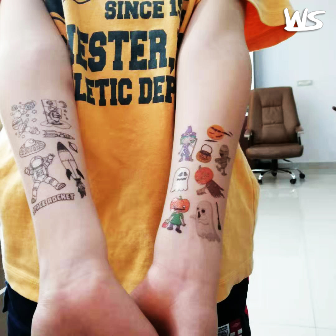 Tatuajes Temporales Luminosos Infantiles de Papel de Transferencia de Agua para Halloween y Fiestas