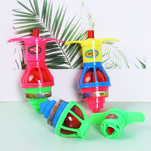 Creative children's flashing luminous rotating top chain toy colorful top ejection belt launcher student prizes