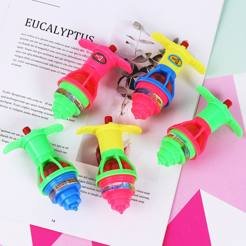 Creative children's flashing luminous rotating top chain toy colorful top ejection belt launcher student prizes
