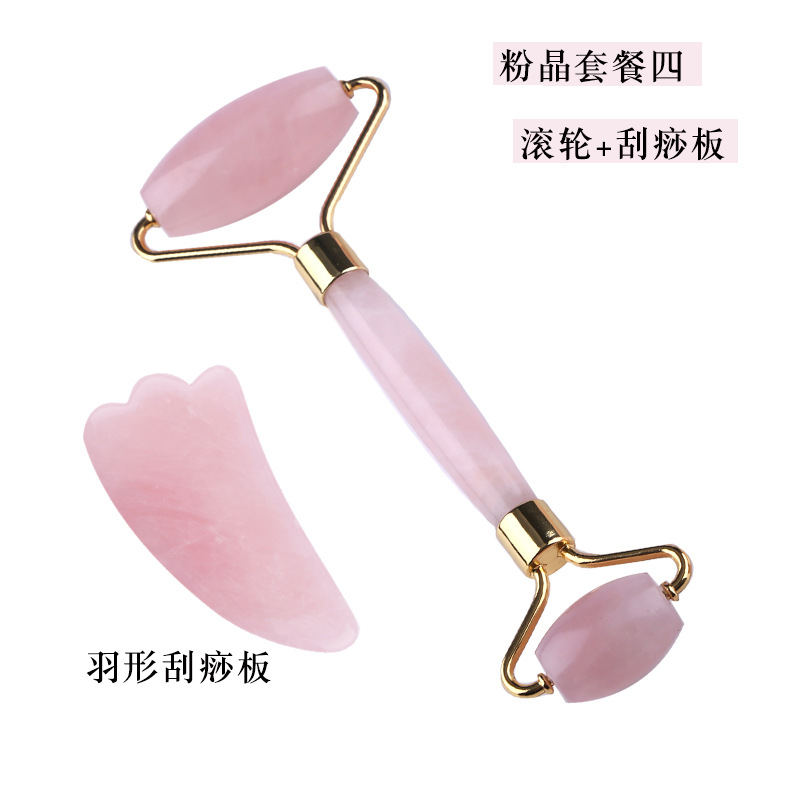 Rosa cristal Jade rodillo masajeador Opal belleza contenedor joya Amazon transfronteriza Jade rodillo fábrica al por mayor