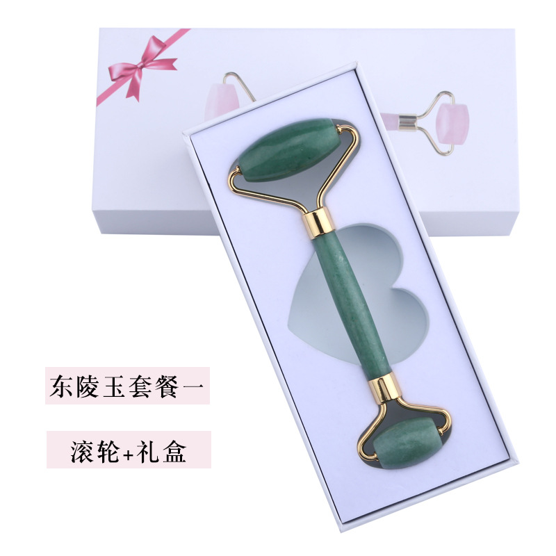 Rosa cristal Jade rodillo masajeador Opal belleza contenedor joya Amazon transfronteriza Jade rodillo fábrica al por mayor