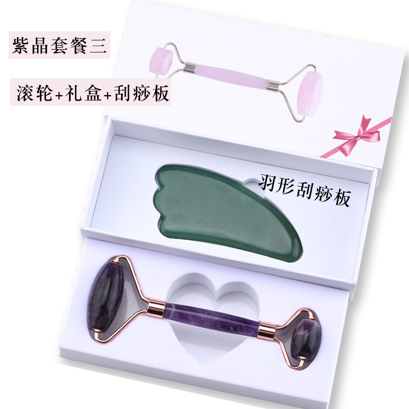 Rosa cristal Jade rodillo masajeador Opal belleza contenedor joya Amazon transfronteriza Jade rodillo fábrica al por mayor