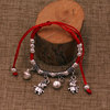 Woven red rope bracelet handmade, rosary with round beads, necklace, jewelry, pearl silver, Birthday gift, wholesale