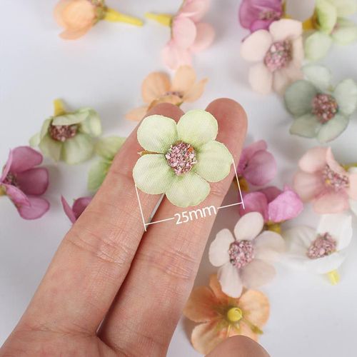 Cross-border 2.5cm wedding silk flower head DIY flower arrangement material 50 flowers artificial flower clothing garland creative flower buds