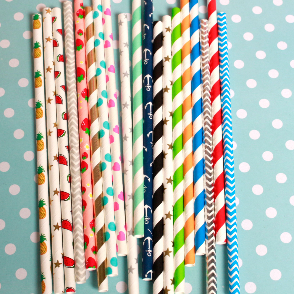 Color bronceado paja papel desechable paja creativa degradable fiesta jugo bebida papel paja