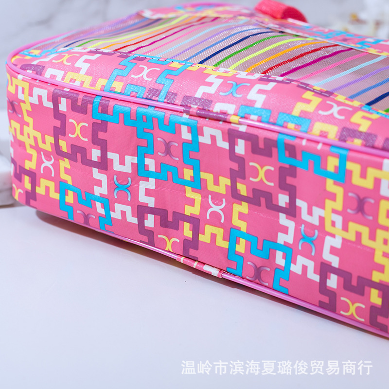 Suministro directo de fábrica gran capacidad color raya patrón lavado portátil de almacenamiento portátil PVC bolsa de cosméticos suministro directo de fábrica