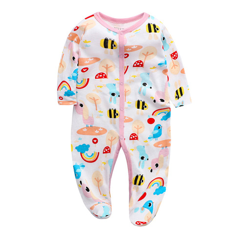 Origin Factory Newborn Baby Foot Crawling Suit for Boys and Girls, Foreign Trade Infants and Toddlers Pure Cotton Long-Sleeved Romper