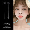 Silver needle, earrings, zirconium, silver 925 sample, Japanese and Korean, Korean style