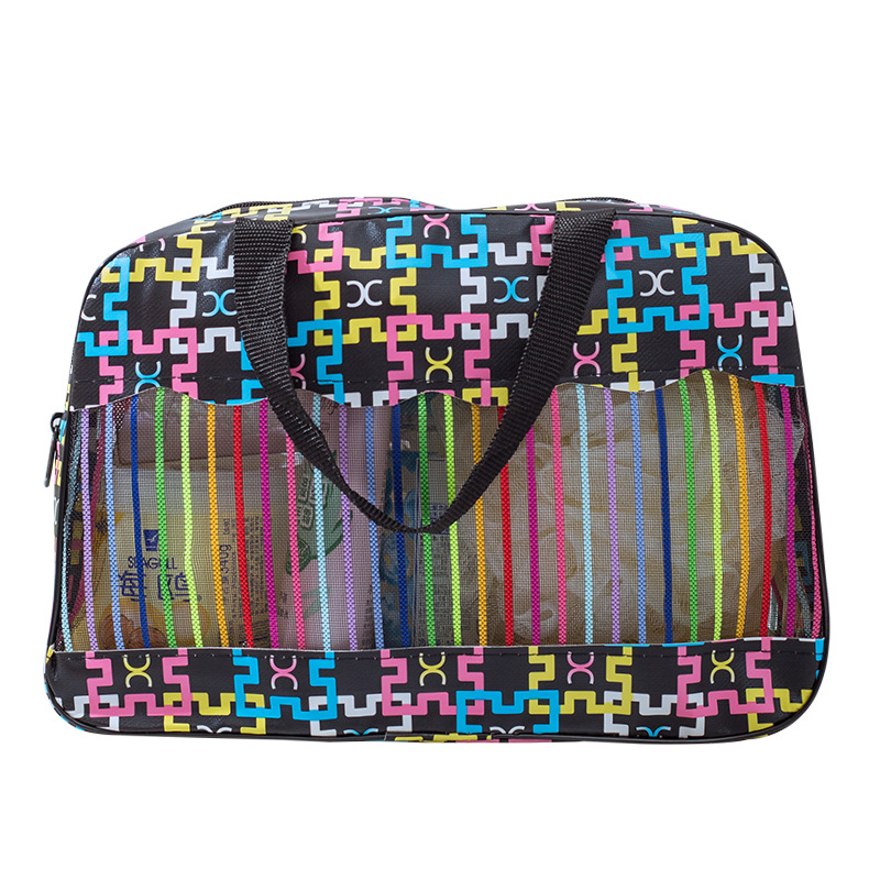 Suministro directo de fábrica gran capacidad color raya patrón lavado portátil de almacenamiento portátil PVC bolsa de cosméticos suministro directo de fábrica