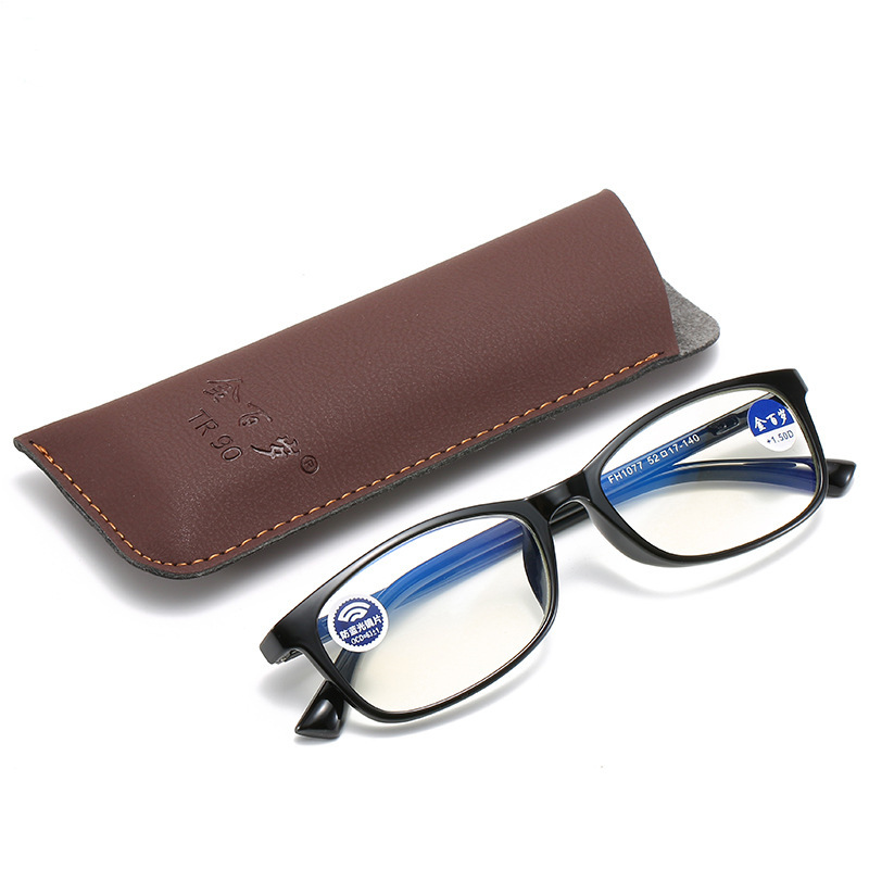 Men's and women's TR90 reading glasses ultra-light reading glasses resin coating anti-blue light reading glasses plate frame 1077
