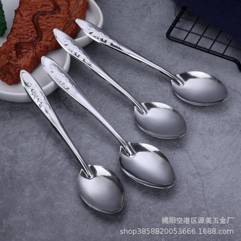 Cuchara pequeña comercial de acero inoxidable al por mayor cuchara cuchara cuchara cuchara cuchara cuchara de mango largo cuchara fina de fruta cuchara de sandía cuchara de hierro