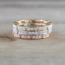 臻荣wish热卖新款简约时尚条形戒指 欧美镀18k玫瑰金微镶锆石戒指