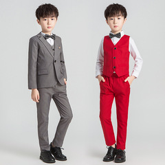 2023 Children's Spring Suiting for Boys, Wedding Guest Performance Dress, Flower Child Wedding Fashion Show, Red Suit Set for Kids