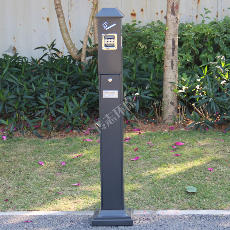 黑色烤漆烟灰柱户外不锈钢灭垃圾桶烟柱厂家方形立式烟灰桶批发