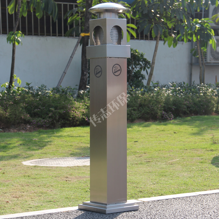 新款环卫不锈钢烟灰柱批发立式烟蒂柱广场灭烟柱厂家方形吸烟柱