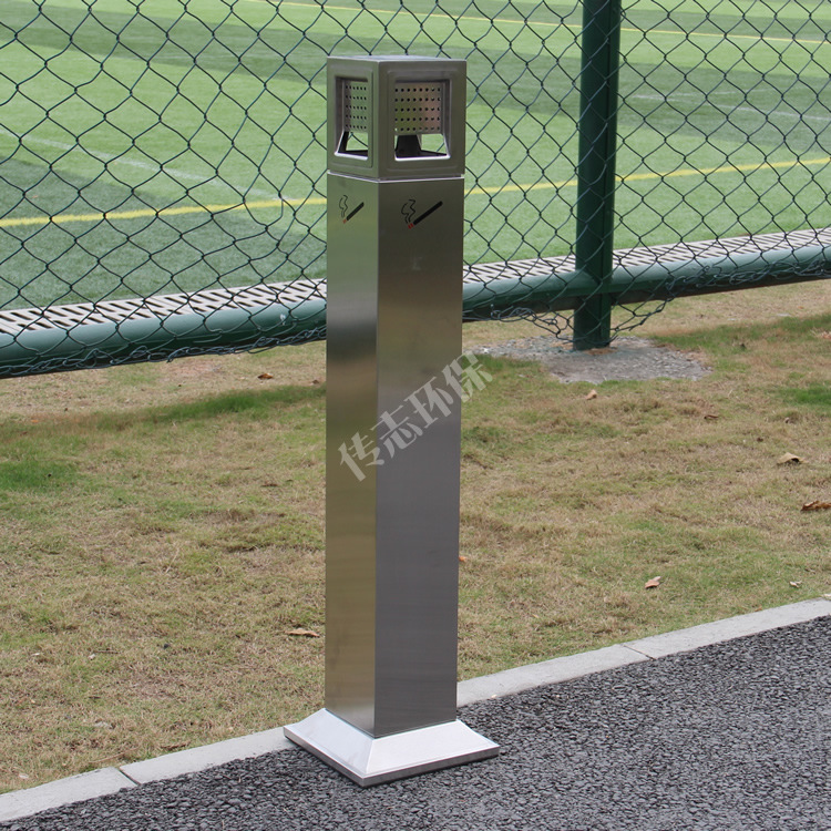 热销不锈钢烟灰柱立式烟蒂柱方形灭烟柱高档烟灰桶创意物业吸烟柱