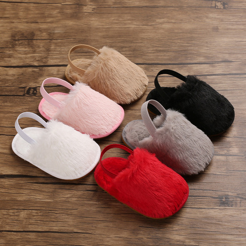 Spring/Autumn 0-1 Baby Girls' Shoes: Non-Slip Rubber Sole Fuzzy Shoes for Infants Learning to Walk (0-12 Months)