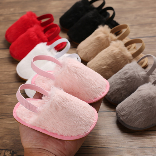 Spring/Autumn 0-1 Baby Girls' Shoes: Non-Slip Rubber Sole Fuzzy Shoes for Infants Learning to Walk (0-12 Months)