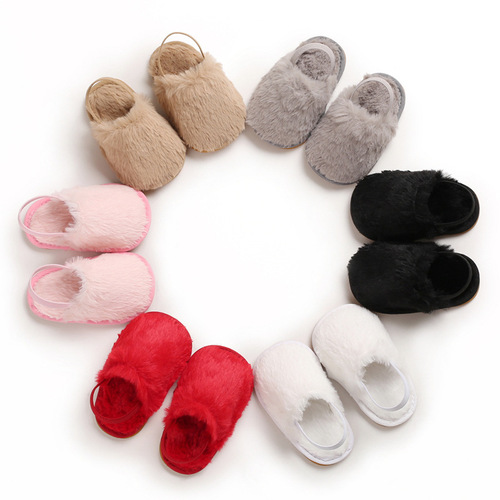Spring/Autumn 0-1 Baby Girls' Shoes: Non-Slip Rubber Sole Fuzzy Shoes for Infants Learning to Walk (0-12 Months)