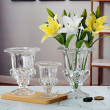北欧ins高颜值罗马高脚风灯透明玻璃花瓶水养鲜花插花器餐桌摆件