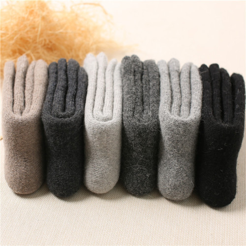 High-content wool socks for men, mid-calf socks for women in winter, thickened and velvet, warm winter terry solid color cashmere socks