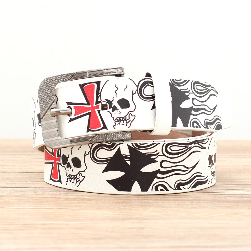 Youth student personalized printed pin buckle belt alloy buckle belt Internet celebrity same style social belt