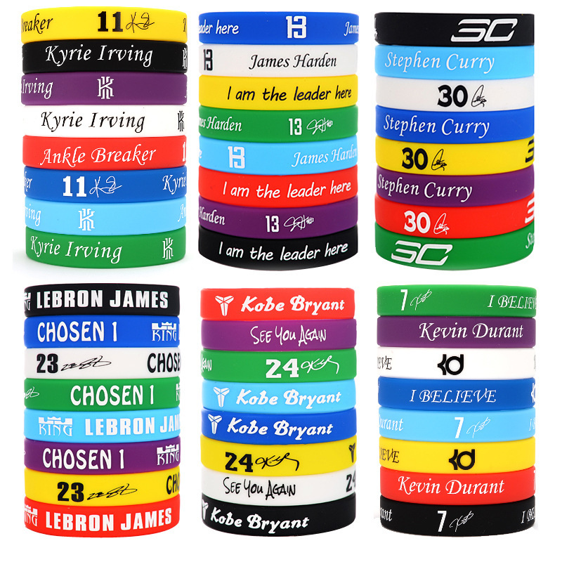 Cross-border Sports Bracelet Kobe James Owen Durant Silicone Bracelet Harden Fans Supplies Basketball Bracelet Cross-border Sports Bracelet Kobe James Owen Durant Silicone Bracelet Harden Fans Supplies Basketball Bracelet