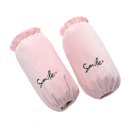 New Autumn/Winter Long Plush Sleeve Socks for Women, Fashion Embroidered Letter Sleeve Covers for Office, Study, Down Jackets, and Students