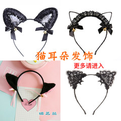 Sexy lace headband cat ears jewelry black and white handmade drop shipping
