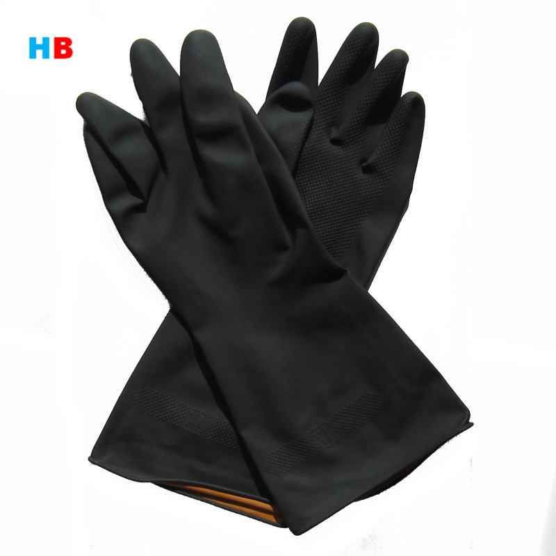 185克35CM大工业乳胶手套 防护工作手套麻面劳保石油防护乳胶手套