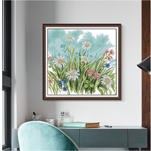 新款印花十字绣美丽山野之花卧室清新简约时尚刺绣画小图一件代发