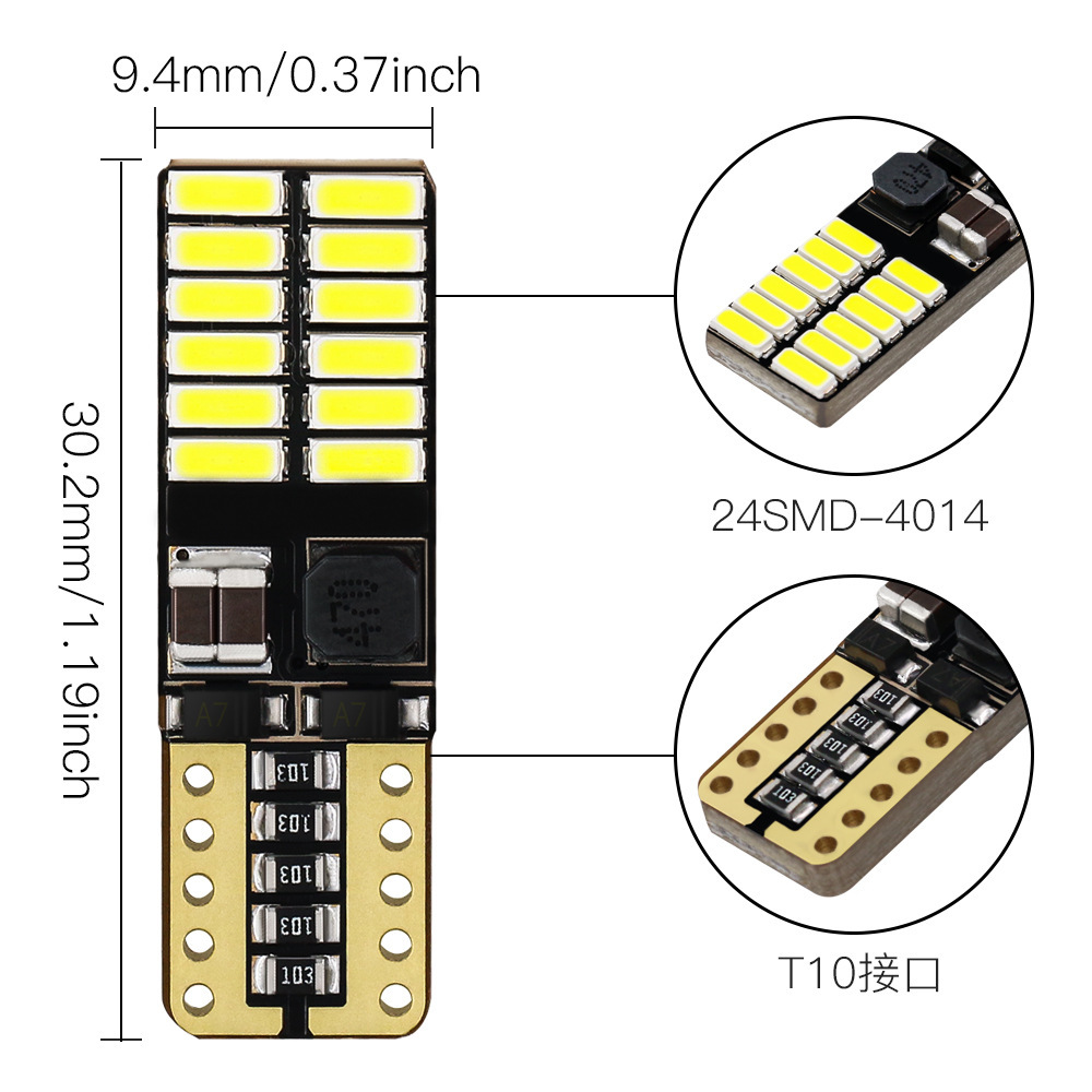 Directo de fábrica coche LED ancho de luz de decodificación CANBUS 24smd 4014 luz de la matrícula T10 luz del instrumento