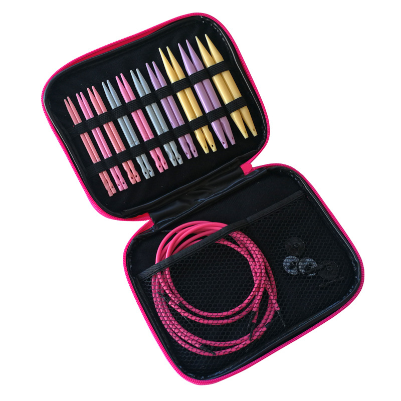 Herramienta de tejer suéter aguja plástico ABS desmontaje anillo aguja cuerda reemplazable aguja circulante conjunto de 10 bolsas de Pu