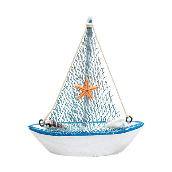 14cm Sailing Crafts Ornaments Mediterranean Style Wooden Sailing Model Medium Cake Baking Ornaments
