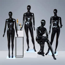 亮黑色玻璃钢模特道具女全身 服装店橱窗人体展示人台dummy