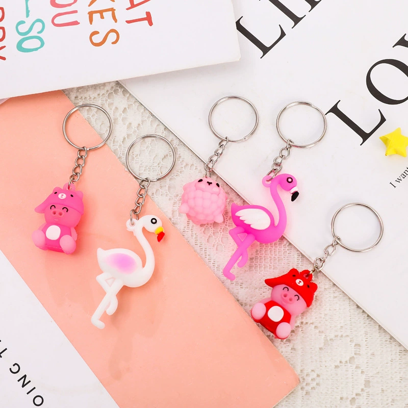 Трехмерный мультяшный брелок-кибитка, подвеска, фламинго