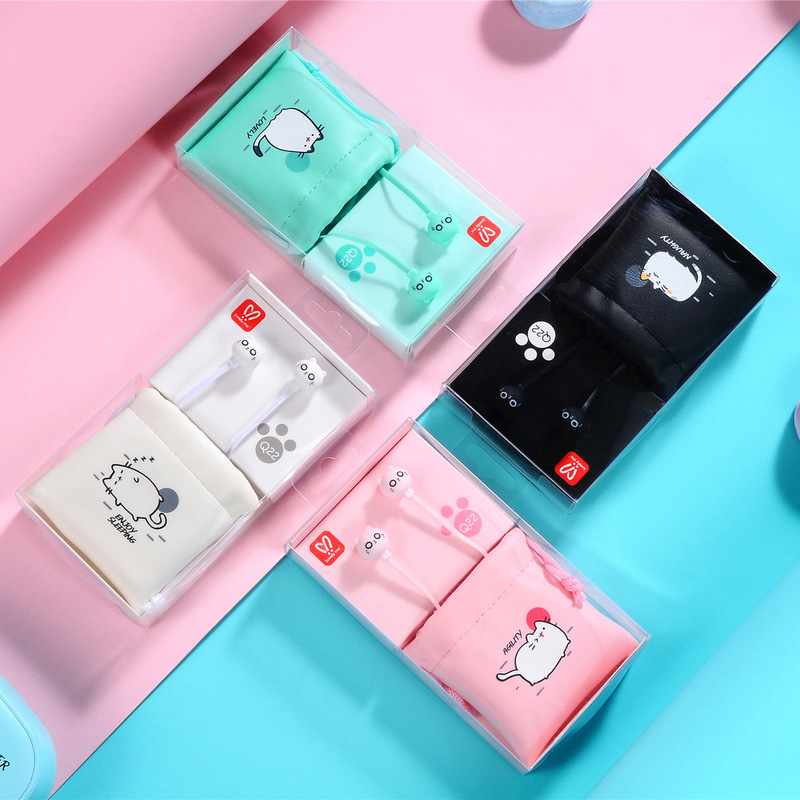 Mengmeng kitten storage bag headphones in-ear headphones wired headphones headset KEEKA cartoon headphones Mengmeng kitten storage bag headphones in-ear headphones wired headphones headset KEEKA cartoon headphones