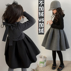 New Girls' Dress Spring Autumn Winter Version Fleece Korean Style Warm Medium and Large Children Long Sleeve Bouncy Princess Dress Dropshipping