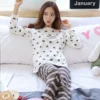 S striped peach heart brown trousers long sleeve