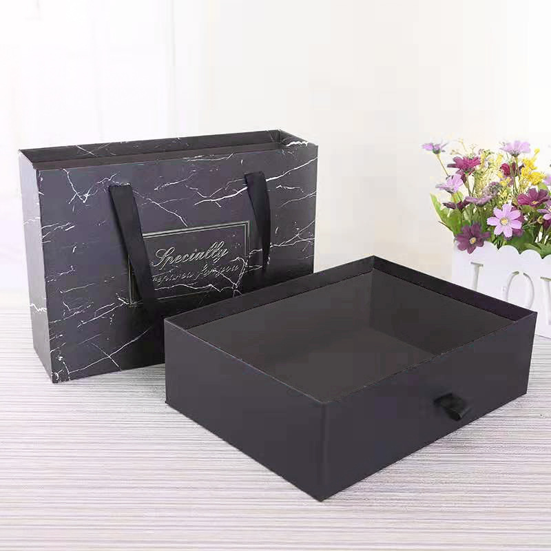 Caja de embalaje de regalo de mármol negro Serie de regalo Caja de regalo portátil Patrón personalizado Caja de regalo de ropa portátil
