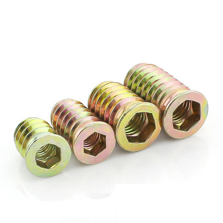 Tuerca M6 M8 M10 cabeza avellanada interna y externa tuerca dientes con medio tres en un conector tuerca de hierro tuerca piezas incrustadas
