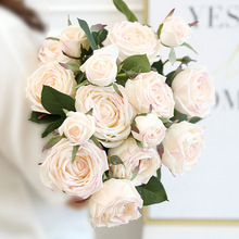 保湿手感玫瑰仿真花假花落地玫瑰插花单支配草居家假花花艺套装