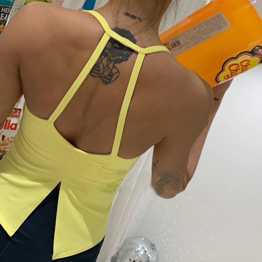 Chaleco de yoga para mujer 2019 nuevo estilo belleza espalda dividida deportes fitness Top correr baile entrenamiento Sling entrega