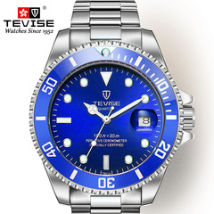 Swiss TEVISE watch men's water ghost quartz watch sports luminous watch steel band watch manufacturer wholesale