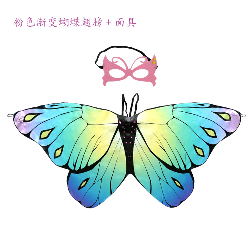 Fábrica al por mayor Amazon dibujos animados Halloween niños mariposa alas capa rendimiento Cosplay foto apoyos