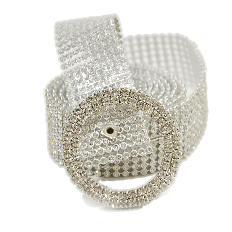 Taobao nuevas mujeres dulce cinturón de diamantes 9 filas rhinestone lleno con incrustaciones cinturón de moda a juego ropa cinturón al por mayor