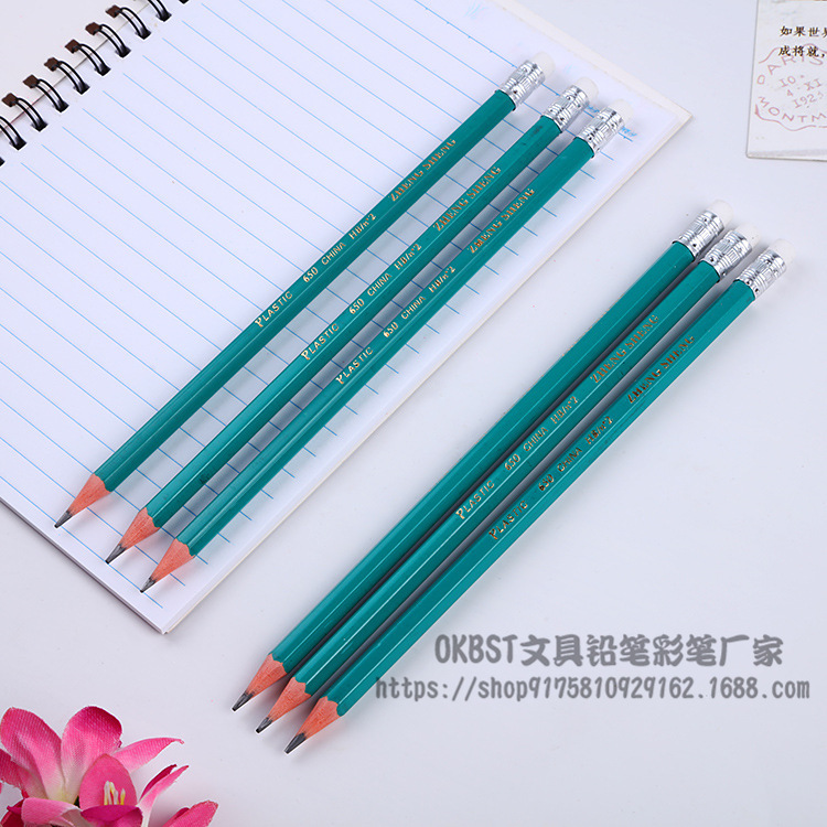 Suministro de fábrica suministros escolares para estudiantes protección del medio ambiente no tóxico plástico imitación madera hexagonal Rod HB lápiz se puede personalizar al por mayor